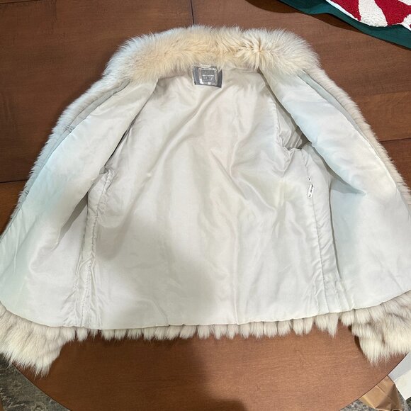 (SOLD) SAGA FOX Real Fur Coat (S) white / grey - Picture 3 of 7